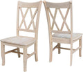 IC International Concepts, Set of 2 Double X-Back Dining Chairs, Armless, Real Wood, Kitchen/Dining/Accent, 19.9"W x 22"D x 41.3"H, 225 Lbs Wt. Capacity, DIY, Paint/Stain In Any Color, Unfinished