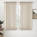 MIULEE Beige Linen Curtains 54 Inch Length 2 Panels by MIULEE