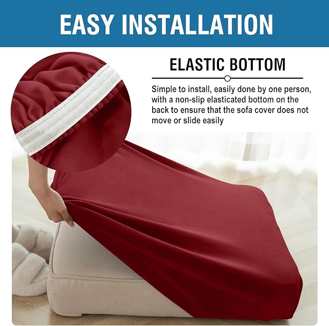 Couch Cover Stretch Velvet Sofa Cushion Cover 2-Piece - Image 6