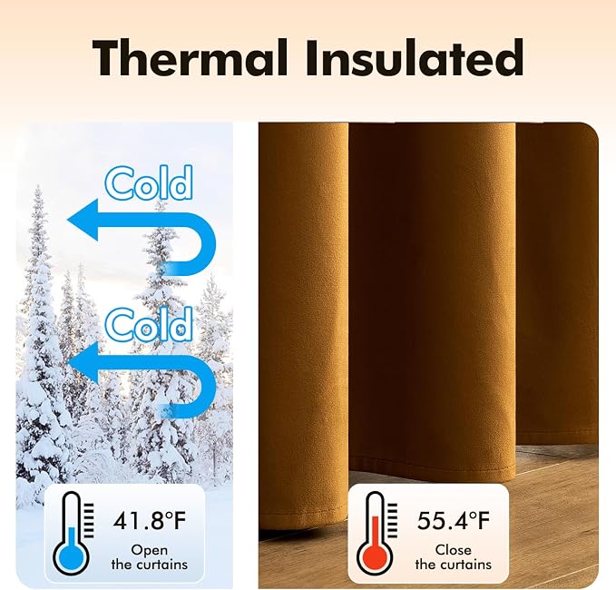 MIULEE Velvet Curtains Golden Brown Elegant Grommet Thermal Insulated - Image 5