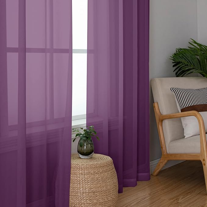 OWENIE Plum Sheer Curtains, Sheer Curtains 78 Inches Long 2 Panels Set - Image 7