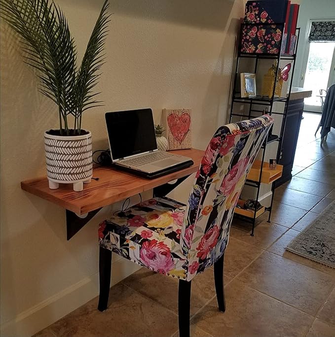 Industrial Rustic Wall-Mounted Table, Dining Table Desk, Pine Wood Wall-Mounted Bar Tables (24”X 14“)