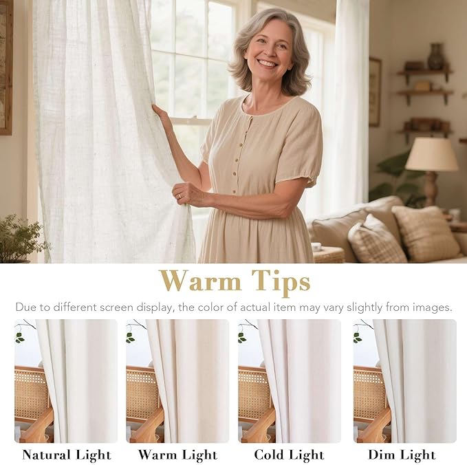 H.VERSAILTEX Grommet Privacy Linen Curtains 2 Pieces Total Size 104 Inch Wide - Image 3