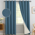 Yakamok Dusty Blue Linen Curtains 100% Blackout 96 Inches Long, Room Darkening by Yakamok