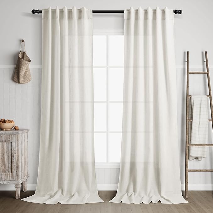 Cream Linen Curtains 96 inches Long by Nanspring