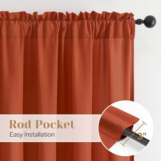 HOMEIDEAS Non-See-Through Fall Burnt Orange Privacy Sheer Curtains, 52 X 54 - Image 5