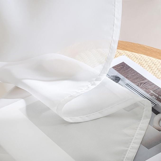 MIULEE Short Sheer Curtains 45 Inches Long, 4 Panels Set, Light Filtering Rod - Image 7