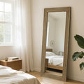 WallBeyond Full Length Mirror Rustic Wood Framed, 27 x 67 inch Farmhouse Wall Mounted Mirror Full Floor Mirror Hanging or Leaning Against Wall, Natural