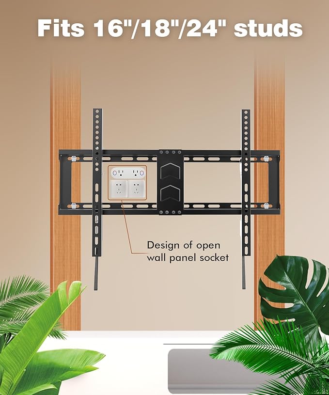 TV Wall Mount for Most 37-82 Inch, Low Profile Tilt Wall Mount TV Bracket for Flat/Curved TVs with Max VESA 600x400mm, Fits 16"-24" Studs Up to 132 lbs, Black