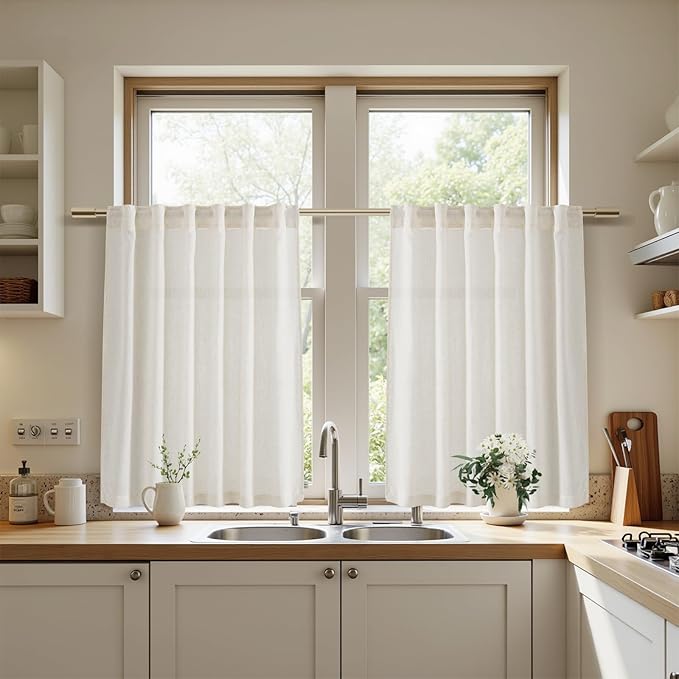 Nanspring Linen Curtains 40 Inch Length - Image 6