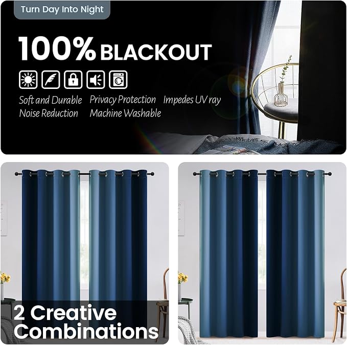 SimpleHome Ombre 100% Blackout Curtains - Image 2