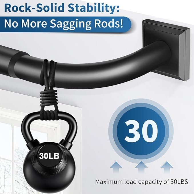 Black Curtain Rods for Windows 28-48Inch Heavy Duty French Return Rod, Wrap - Image 5