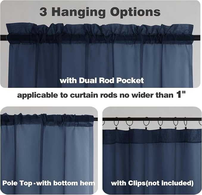 Chyhomenyc Navy Blue Sheer Valances - Image 5
