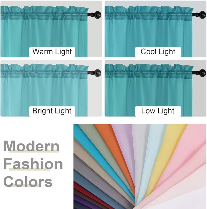 Sheer Turquoise Curtains for Bedroom Living Room 63 Inch Length 2 Panels - Image 7