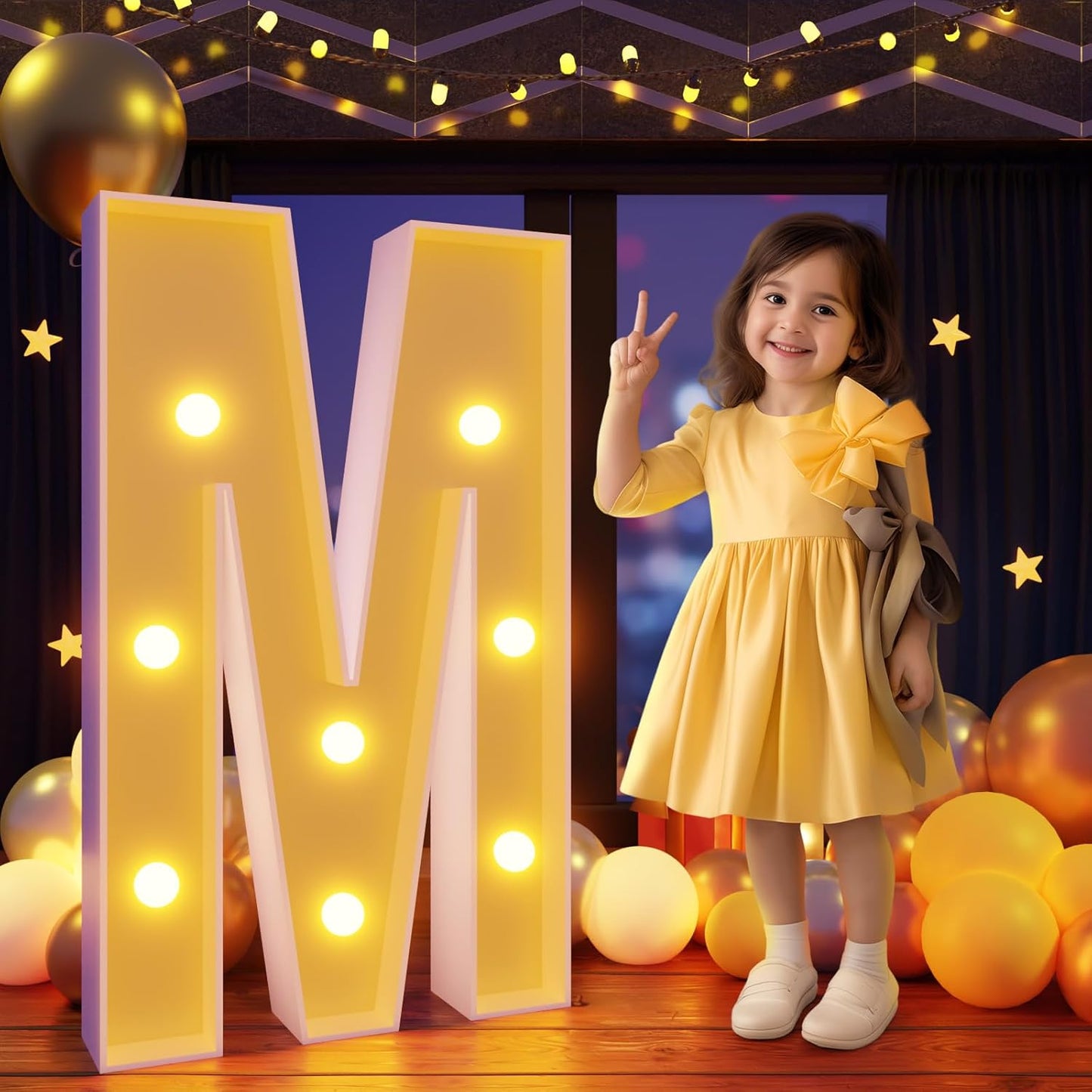 Marquee Letters 3 Feet Tall Large Light Up Letters M Wedding Mr and Mrs Sign Marry Me Engagement Party Decor Yellow Light Birthday Decorations Balloon Arch Kit Foam Sign M