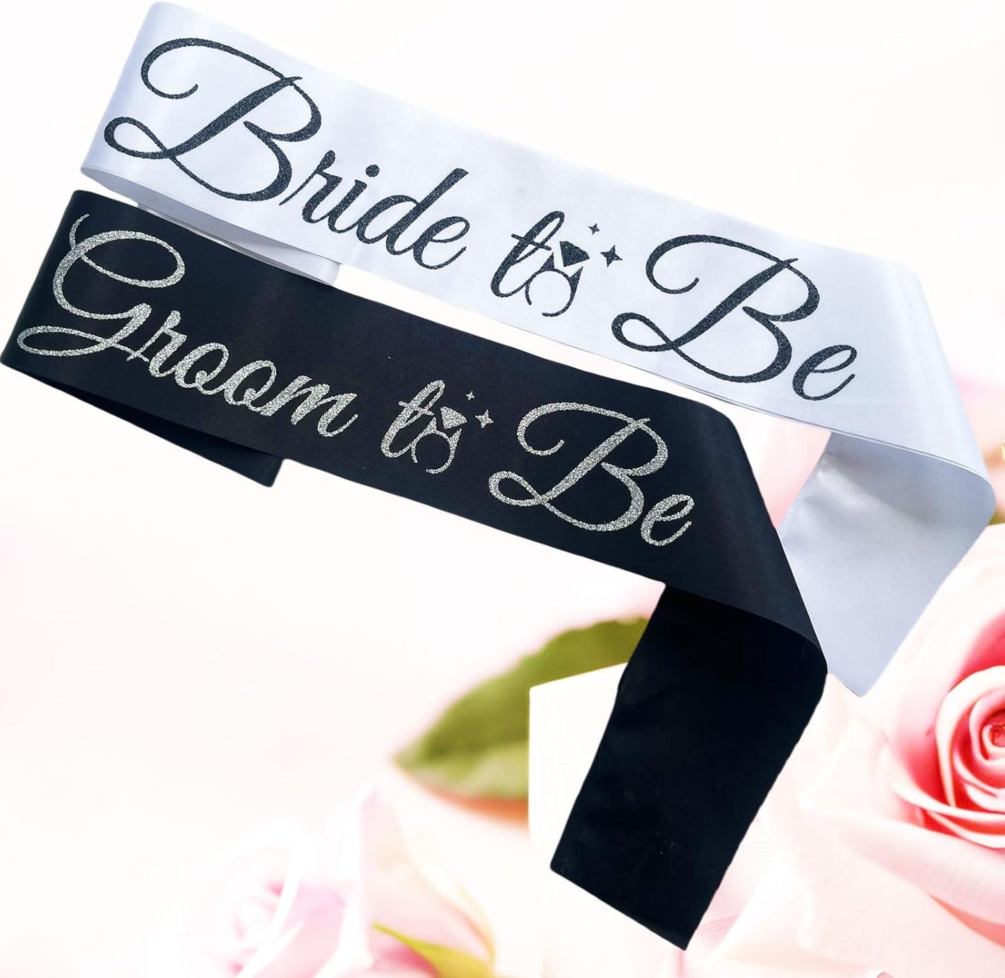 Bride Sash Bachelorette Party Bride and Groom to Be Sash for Bridal Shower Wedding Hen Party Decorations Engagement Gifts,White Black