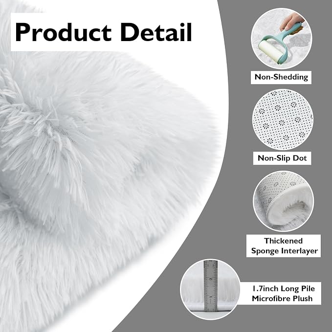 Shag Area Rug for Bedroom 3x5, Soft Fuzzy Rug Non-Shedding Indoor Plush Carpet - Image 4
