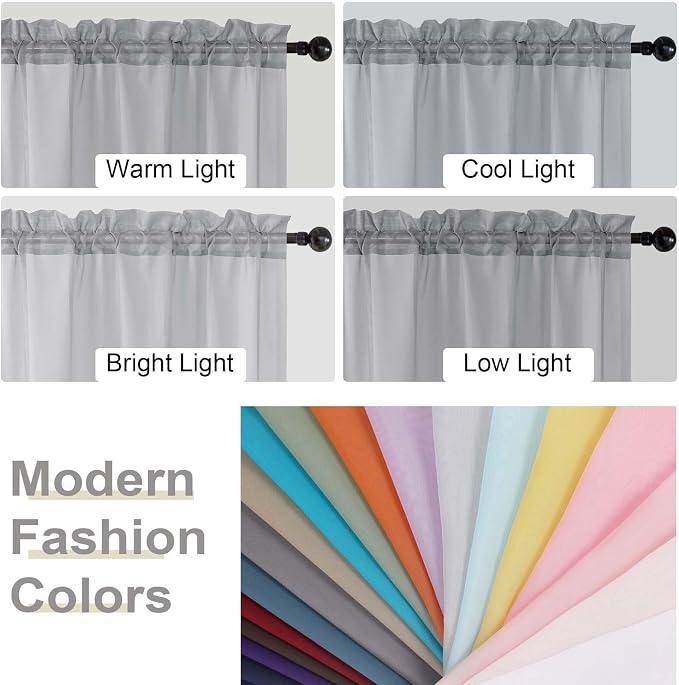 Cafe Curtains 36 Inch Length Tier 2 Pieces, Modern Soft Airy Sheer Kitchen - Image 5