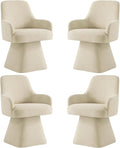 Swivel Dining Chairs Set of 4, Mid Century Modern Chairs Fabric Upholstered Armchair with Armrest & Ergonomic Backrest for Dining Room, Kitchen, Bedroom, Living Room, Sand, 4 Boxs