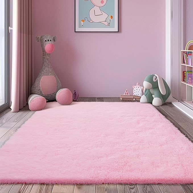 9x12 Fluffy Area Rugs for Living Room, Large Pink Fuzzy Shag Area Rug for by yulidayang