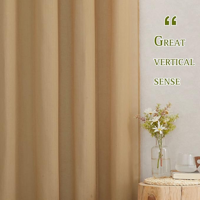 NICETOWN Sheer Linen Bedroom Curtains 96 inch Long, Grommet Privacy Semi Light - Image 5