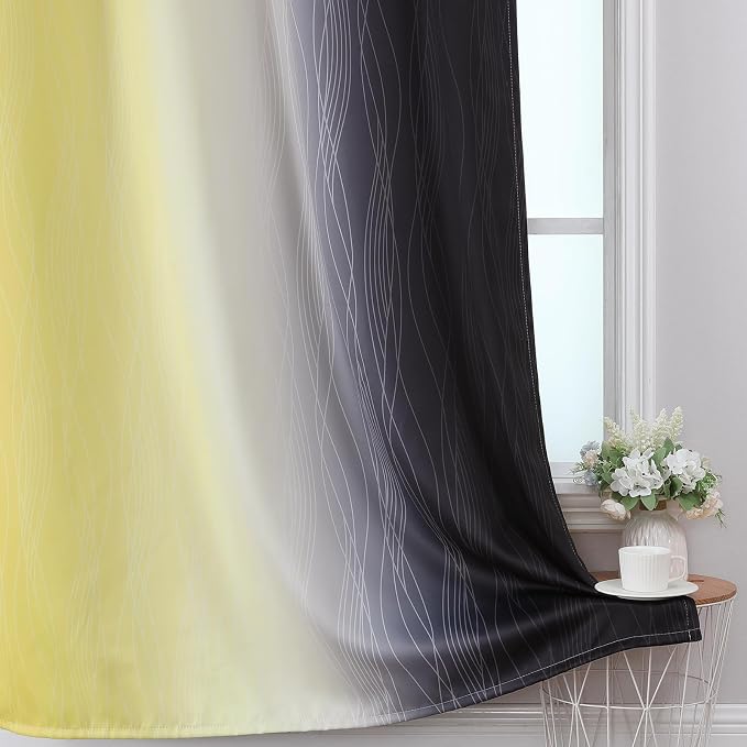 Estelar Textiler Black and Yellow Ombre Blackout Curtains 45 Inches Long - Image 6