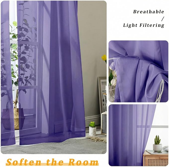 Gwine Sheer Curtains for Living Room 45 inch Length - Image 5