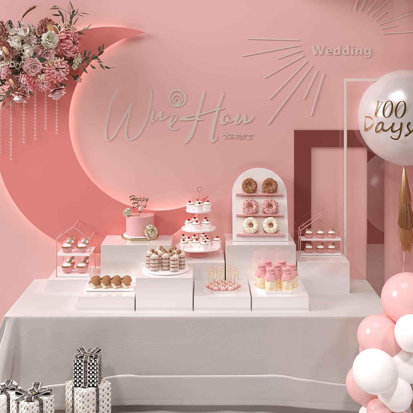 PecMuikee Buffet Risers, Food Risers for Buffet Table, Display Stand Shelf for Catering Dessert Collectibles Jewelry Figures Show, Acrylic Cube Display Nesting Risers with Hollow Bottoms 3PCS