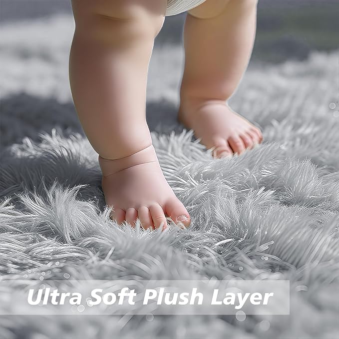 Shag Area Rug for Bedroom 4x6, Soft Fuzzy Rug Non-Shedding Indoor Plush Carpet - Image 2