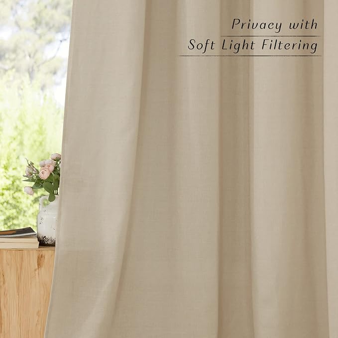 NICETOWN Linen with Polyester Curtains 72 inch Length 2 Panels, Grommet Privacy - Image 5