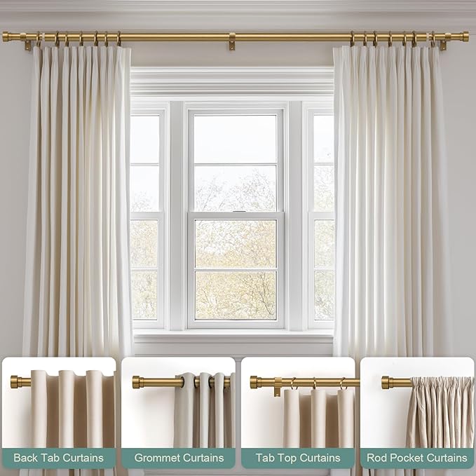 Lootkell 2 Pack Warm Gold Curtain Rods - Image 5