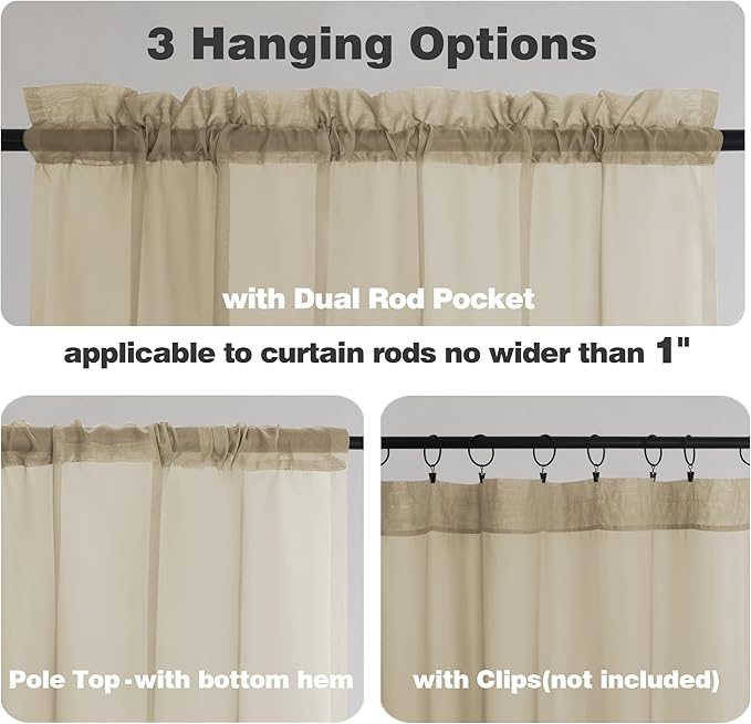 Chyhomenyc Taupe Sheer Curtains 78 Inches Long 2 Panels Set - Image 6