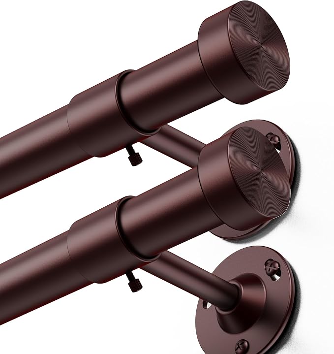 YaFex 2 Pack Heavy Duty Curtain Rods 32-120 Inch, 1 Inch Adjustable Long by YaFex