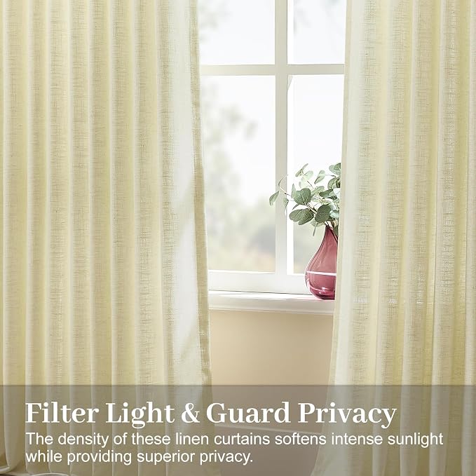 Pinch Pleated Linen Curtains 90 Inches Long 2 Panels - Image 5