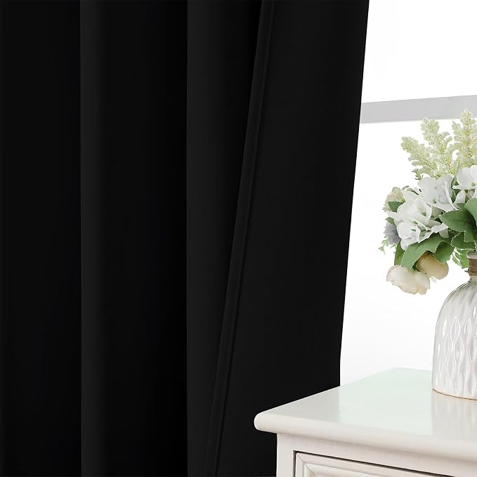 CUCRAF Black Blackout Curtains 63 inch Length 2 Panels Set, Rod Pocket Room - Image 6