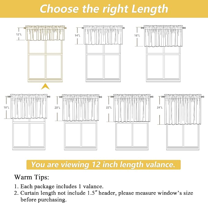 OWENIE Natural Valances for Windows 1 Pcs, Light Filtering Textured Farmhouse - Image 3