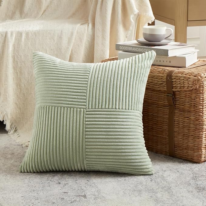Fancy Homi 2 Packs Sage Green Decorative Throw Pillow Covers 20x20 Inch - Image 2