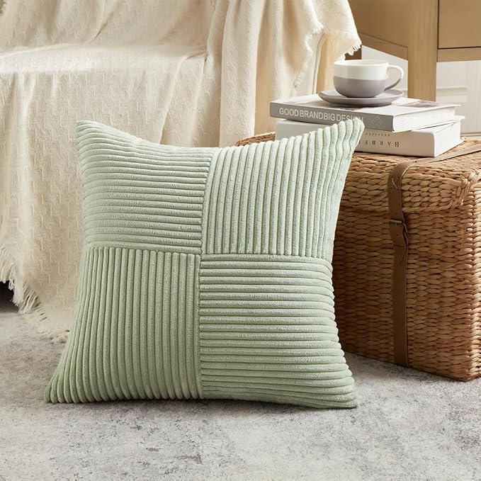 Fancy Homi 2 Packs Sage Green Decorative Throw Pillow Covers 18x18 Inch - Image 2