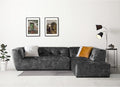 Acanva Luxury Mid-Century Velvet Tufted Low Back Sofa Set L-Shape 2-Piece Living Room Couch, 113" W Right Hand Facing Sectional, Grey