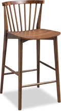 POLY & BARK Ligna Counter Stool Walnut – Mid-Century Inspired Stool with Sculpted Spindle Back – Solid American Oak Frame and Engineered Wood Veneered Seat – Fully Assembled and Ready to Use