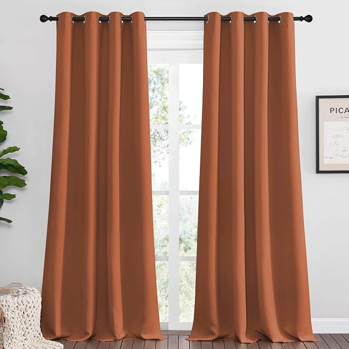 NICETOWN Burnt Orange Blackout Extra Long Curtains by NICETOWN