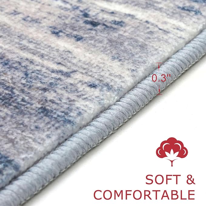 KOZYFLY Modern Abstract Round Washable Rug 5Ft, Non-Slip Soft Kitchen Bathroom - Image 2
