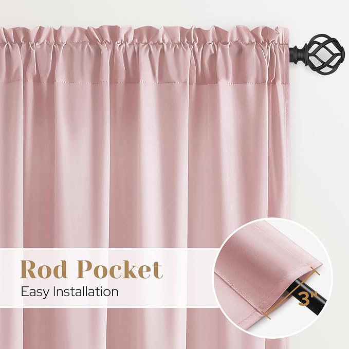 HOMEIDEAS Non-See-Through Light Pink Privacy Sheer Curtains, 52 X 84 Inches - Image 5