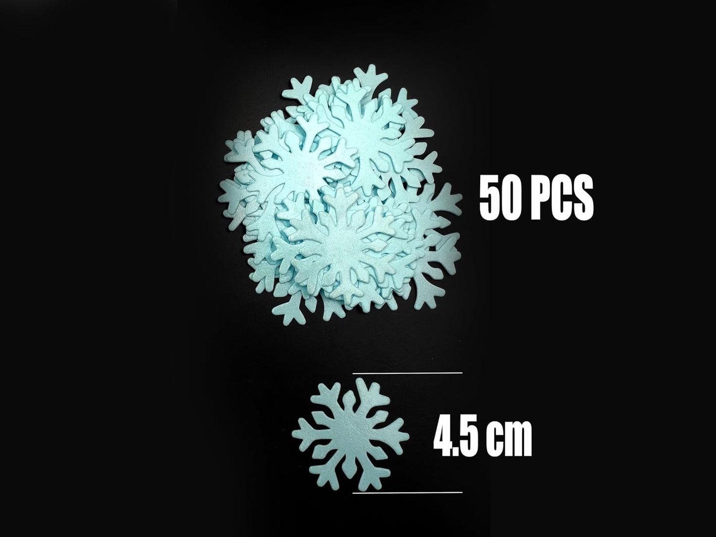 50pcs Edible Blue Snowflakes for Cake Decorating Cupcake Toppers for Christmas Winter frozen Theme Birthday Party Decorations