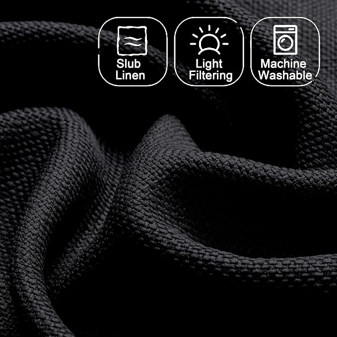Chyhomenyc Black Valance for Windows, Light Filtering Faux Linen Solid Short - Image 3