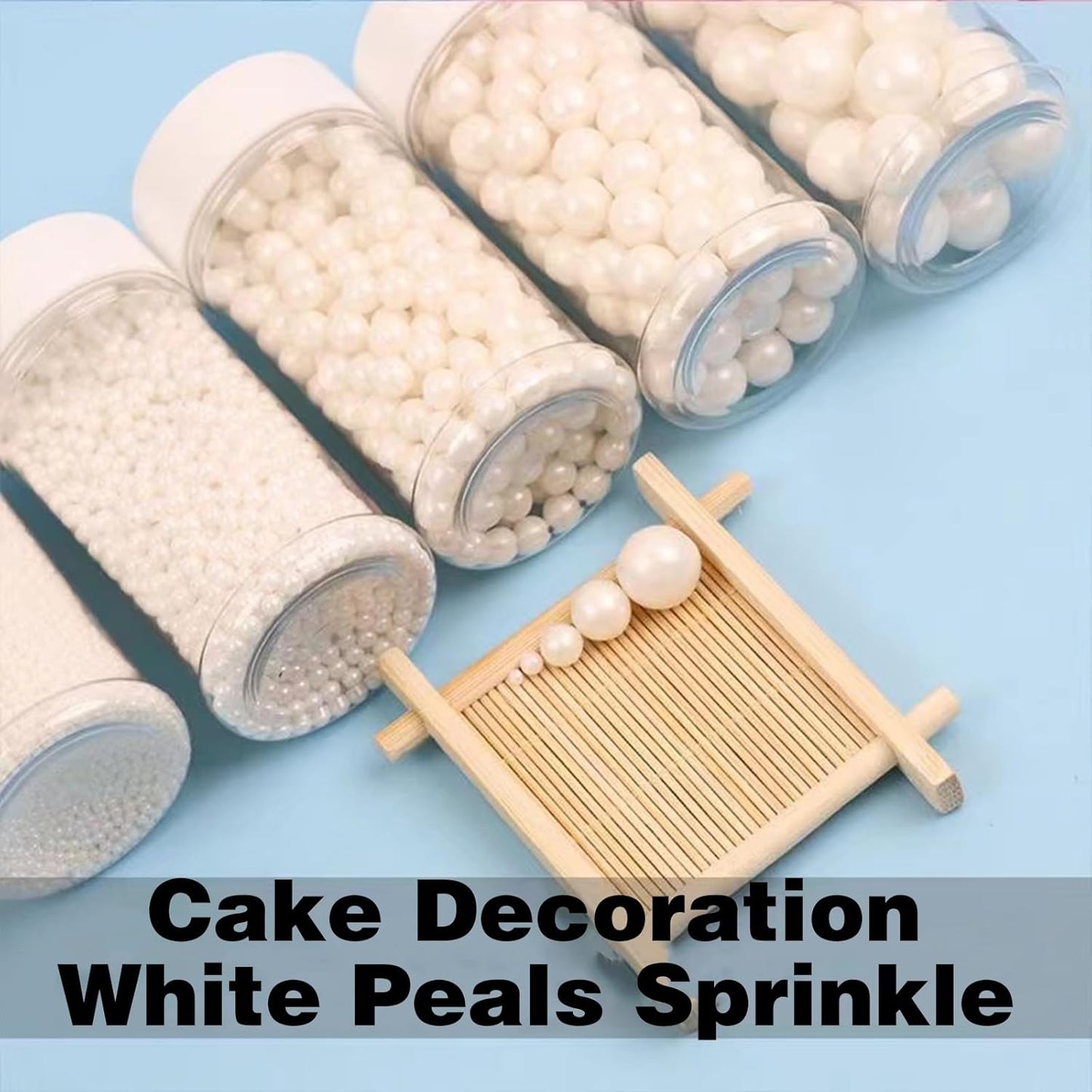 Sentovac 10mm White Pearl Sprinkles Large Edible Cake Decorating Sugar Candy Cookie Cake Cupcake Topper Ice Cream Baking Decorations Halloween Christmas Valentines Wedding Supplies