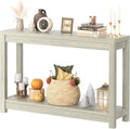 47" Farmhouse Wood Entryway Table Narrow Console Table with Storage Behind Couch Sofa Table with Shelves Entry Way Table with Open Storage, Easy Assembly, Classical Washed Oak
