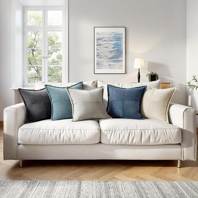 MIULEE Blue Corduroy Pillow Covers 16x16 Inch - Image 8