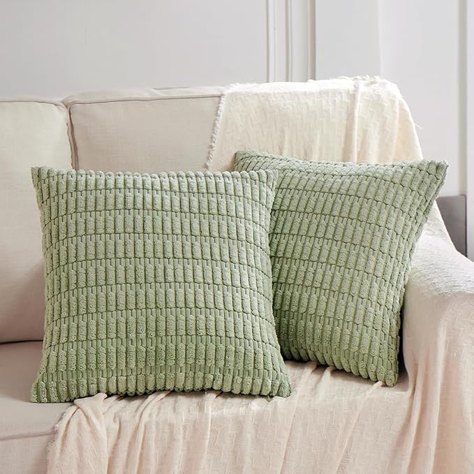 Fancy Homi 4 Packs Sage Green Decorative Throw Pillow Covers 24x24 Inch - Image 7