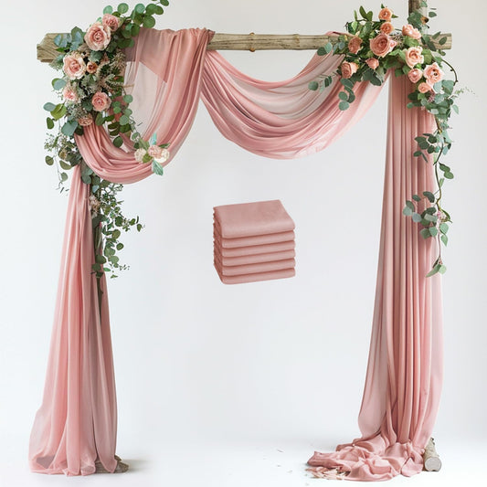Wedding Arch Draping Fabric 6 Panels 28.7" x 20FT Dusty Rose Sheer Chiffon Backdrop Drapes for Wedding Ceremony Birthday Party Bridal Shower Outdoor Decoration